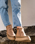 Setsu 4.0 Floral Suede Ankle Boots in Taupe Peach