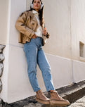 Setsu 4.0 Floral Suede Ankle Boots in Taupe Peach