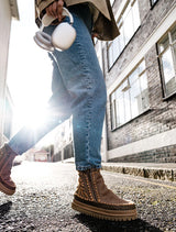Setsu 4.0 Floral Suede Ankle Boots in Taupe Peach