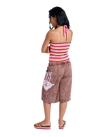 Roxy x Juicy Couture Stripe Halter Top in Azalea Pink Stripe Towelling