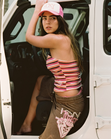 Roxy x Juicy Couture Stripe Halter Top in Azalea Pink Stripe Towelling