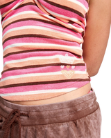 Roxy x Juicy Couture Stripe Halter Top in Azalea Pink Stripe Towelling