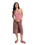 Roxy x Juicy Couture Stripe Halter Top in Azalea Pink Stripe Towelling