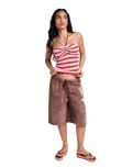Roxy x Juicy Couture Stripe Halter Top in Azalea Pink Stripe Towelling