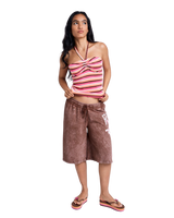 Roxy x Juicy Couture Stripe Halter Top in Azalea Pink Stripe Towelling