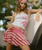 Roxy x Juicy Couture Stripe Skirt in Azalea Pink Stripe Towelling