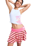 Roxy x Juicy Couture Stripe Skirt in Azalea Pink Stripe Towelling