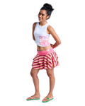 Roxy x Juicy Couture Stripe Skirt in Azalea Pink Stripe Towelling