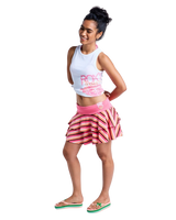 Roxy x Juicy Couture Stripe Skirt in Azalea Pink Stripe Towelling