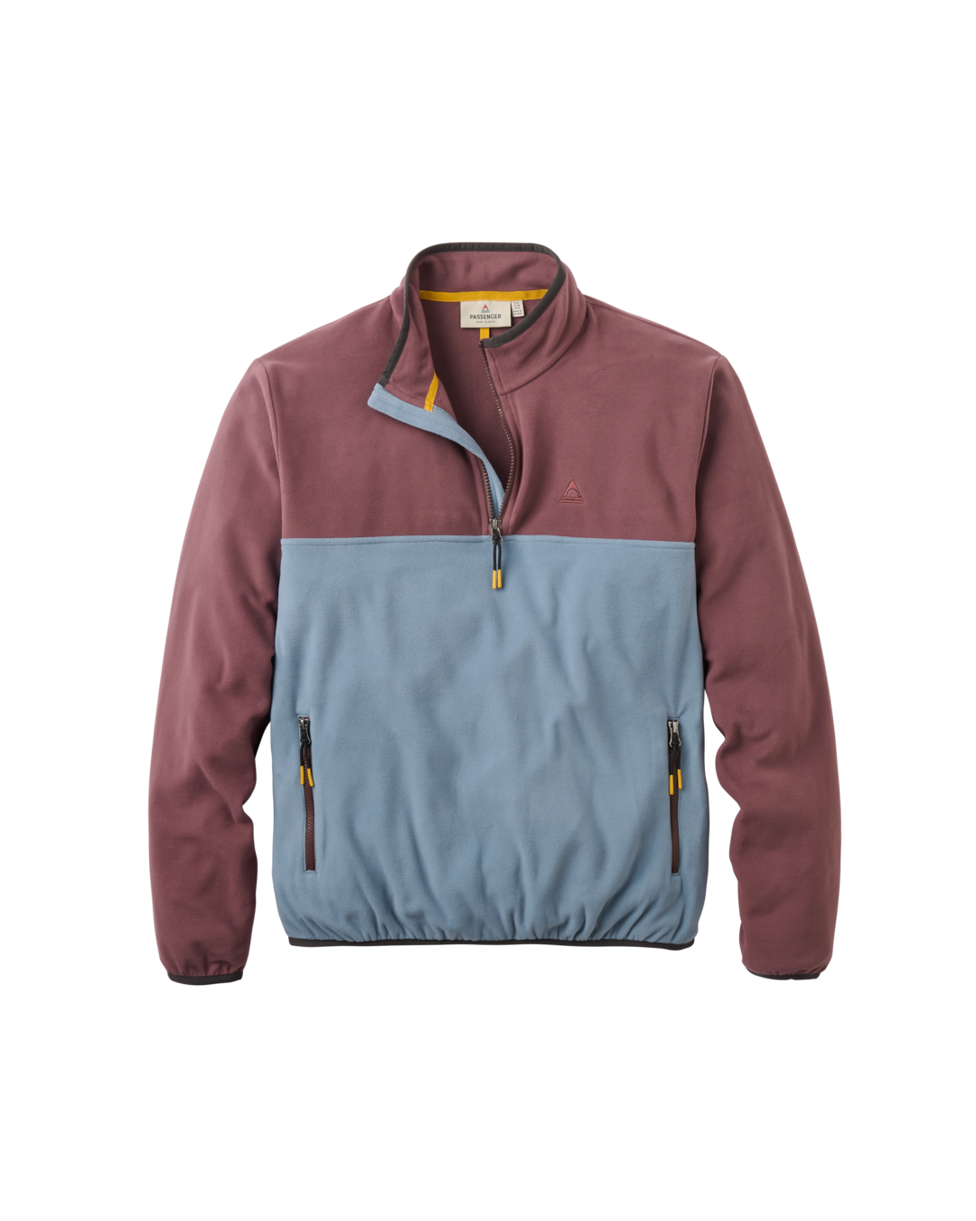 The Passenger Mens Set Off Polartec 1/4 Zip Fleece Jacket in Brambleberry & Stormy Blue