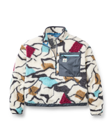 Ravi Sherpa Fleece Jacket in Abstract Trails Off-White