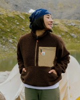Ravi 1/4 Zip Sherpa Fleece Jacket in Chestnut