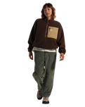 Ravi 1/4 Zip Sherpa Fleece Jacket in Chestnut
