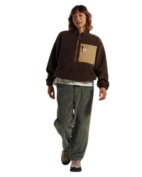 Ravi 1/4 Zip Sherpa Fleece Jacket in Chestnut