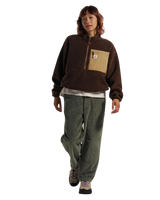 Ravi 1/4 Zip Sherpa Fleece Jacket in Chestnut