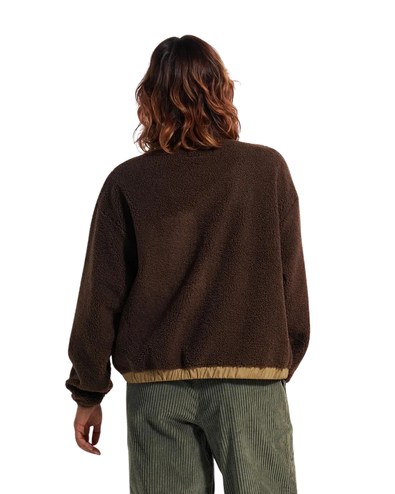 Ravi 1/4 Zip Sherpa Fleece Jacket in Chestnut
