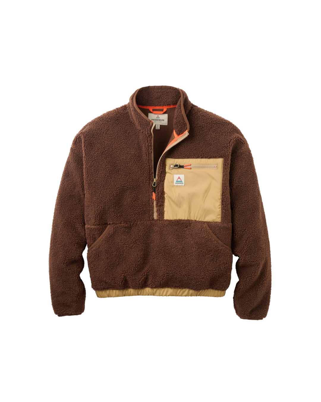 The Passenger Womens Ravi 1/4 Zip Sherpa Fleece Jacket in Chestnut