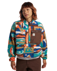 Ravi 1/4 Zip Sherpa Fleece Jacket in Lost On Purpose Pacific Green