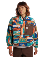 Ravi 1/4 Zip Sherpa Fleece Jacket in Lost On Purpose Pacific Green