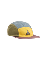 The Passenger Mens Fixie 5 Panel Cap in Dusty Ochre & Stormy Blue