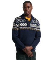 The Superdry Mens Vintage Shawl Jumper in Navy Multi