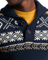 The Superdry Mens Vintage Shawl Jumper in Navy Multi