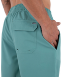 The Hurley Mens Volley Flex Low Tide Boardshorts in Broken Jade