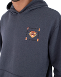 The Hurley Mens Printing Press Bolud Hoodie in Dark Stone Grey