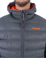 The Hurley Mens Cayuga Puffer Jacket in Dark Stone Grey