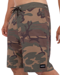 The Hurley Mens Phantom Eco Weekender Slub Cargo Boardshorts in Olive
