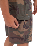 The Hurley Mens Phantom Eco Weekender Slub Cargo Boardshorts in Olive