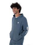 The Hurley Mens Icon Box Zip Hoodie in Grey Teal