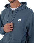 The Hurley Mens Icon Box Zip Hoodie in Grey Teal