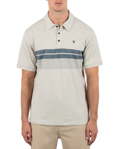 The Hurley Mens Printed Stripe Slub Polo Shirt in Bone