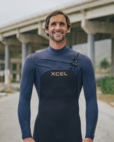Comp+ 5/4mm Chest Zip Wetsuit in Black & Blue Nights