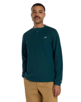 The New Balance Mens Numeric Waffle Knit Long Sleeve Henley T-Shirt in Medusa
