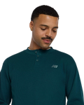 The New Balance Mens Numeric Waffle Knit Long Sleeve Henley T-Shirt in Medusa