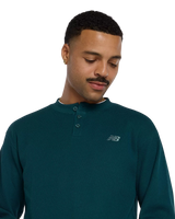The New Balance Mens Numeric Waffle Knit Long Sleeve Henley T-Shirt in Medusa