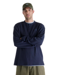 The New Balance Mens Numeric Waffle Knit Long Sleeve Henley T-Shirt in Dark Night