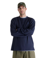The New Balance Mens Numeric Waffle Knit Long Sleeve Henley T-Shirt in Dark Night