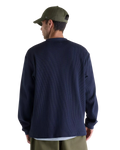 The New Balance Mens Numeric Waffle Knit Long Sleeve Henley T-Shirt in Dark Night