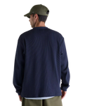 The New Balance Mens Numeric Waffle Knit Long Sleeve Henley T-Shirt in Dark Night