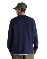 The New Balance Mens Numeric Waffle Knit Long Sleeve Henley T-Shirt in Dark Night