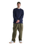 The New Balance Mens Numeric Waffle Knit Long Sleeve Henley T-Shirt in Dark Night