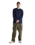 The New Balance Mens Numeric Waffle Knit Long Sleeve Henley T-Shirt in Dark Night