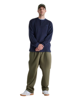 The New Balance Mens Numeric Waffle Knit Long Sleeve Henley T-Shirt in Dark Night