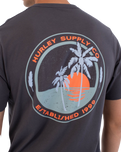 The Hurley Mens Printing Press Enjoy T-Shirt in Dark Stone Grey