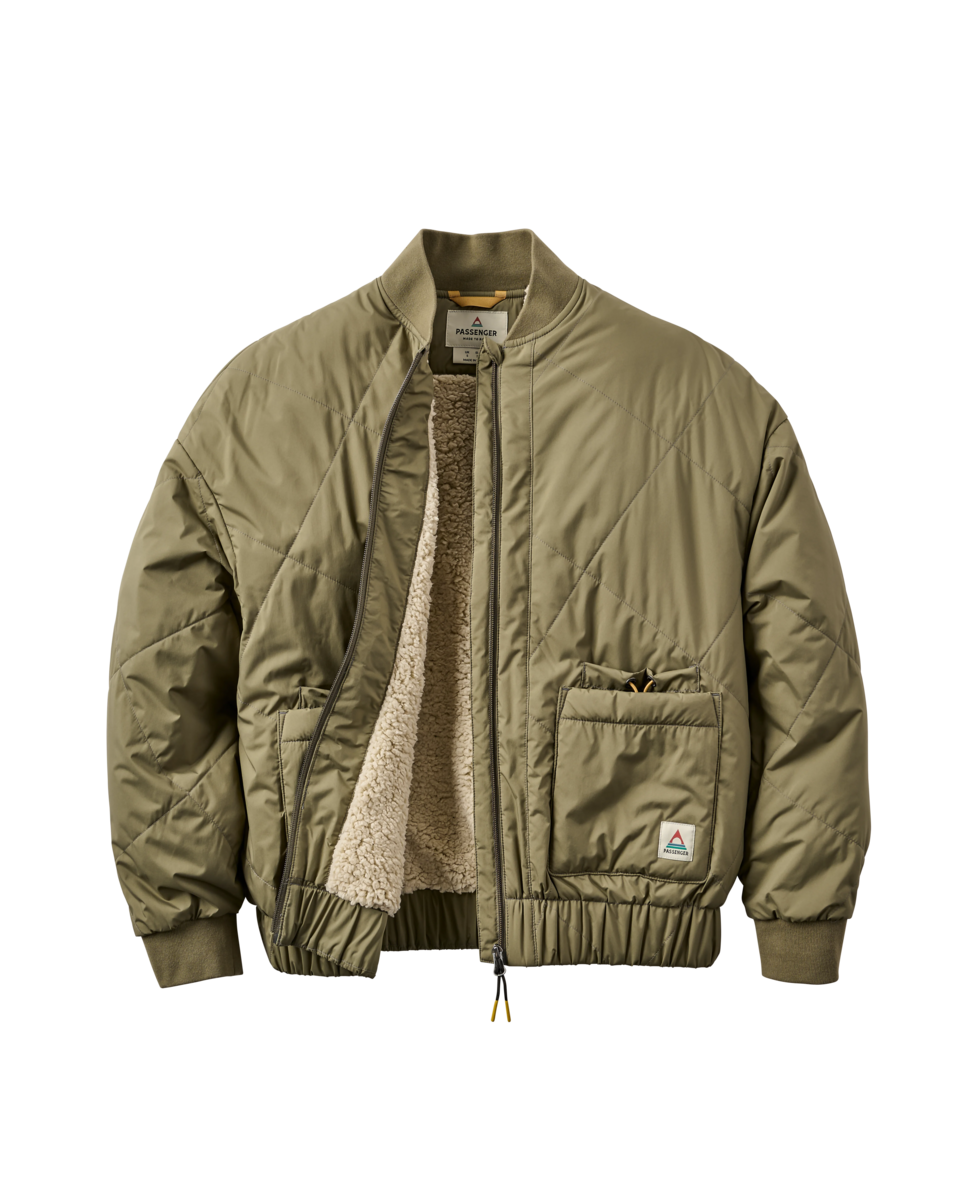 The Passenger Womens Lucia Bomber Jacket in Dusty Olive