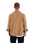 The Hurley Mens Woven Long Sleeve Overshirt in Khaki