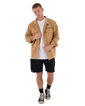 The Hurley Mens Woven Long Sleeve Overshirt in Khaki